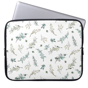 Chique waterverf Eucalyptus groenpatroon Laptop Sleeve