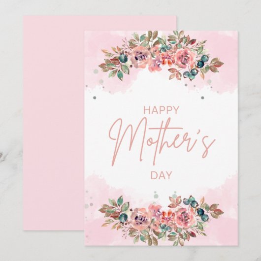Chique Waterverf Flora Moederdag Feestdagenkaart (Voorkant / Achterkant)