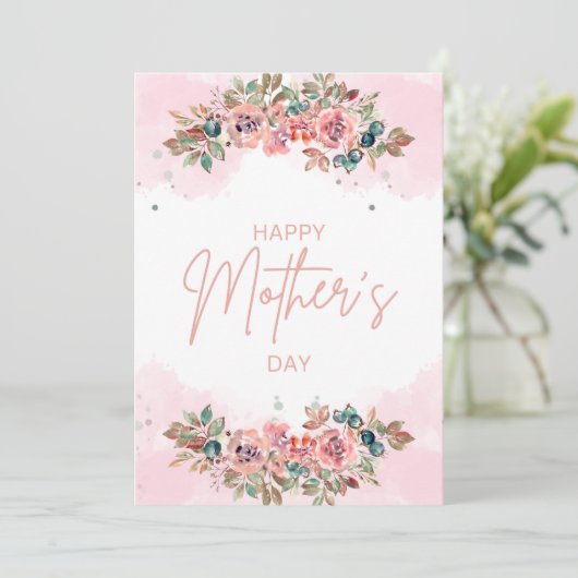 Chique Waterverf Flora Moederdag Feestdagenkaart (Staand voorkant)