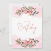 Chique Waterverf Flora Verjaardag Kaart (Voorkant)
