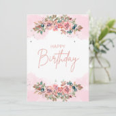 Chique Waterverf Flora Verjaardag Kaart (Staand voorkant)