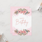 Chique Waterverf Flora Verjaardag Kaart (Voorkant / Achterkant in situ)