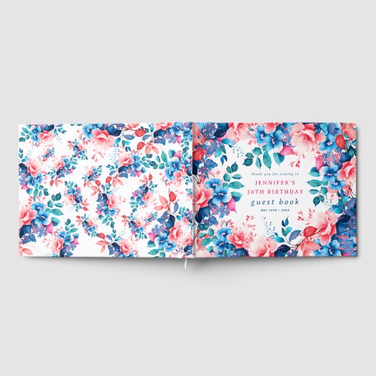 Chique Waterverf Floral 30e Verjaardag Gastenboek (Volledig)