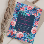 Chique Waterverf Floral 30th Birthday Navy Blue Kaart<br><div class="desc">Vier in stijl met onze heldere en gedurfde uitnodigingen voor het 30e verjaardagsfeestje. Draai dertig met onze prachtige waterverf bloemenuitnodigingen in blauw en roze. Bestel nu en maak van uw dertigste verjaardag een onvergetelijke!</div>