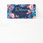 Chique Waterverf Floral 30th Birthday Navy Blue Spandoek (Insitu)