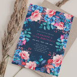 Chique Waterverf Floral 30th Birthday Navy Kaart<br><div class="desc">Vier in stijl met onze heldere en gedurfde uitnodigingen voor het 30e verjaardagsfeestje. Draai dertig met onze prachtige waterverf bloemenuitnodigingen in blauw en roze. Bestel nu en maak van uw dertigste verjaardag een onvergetelijke!</div>