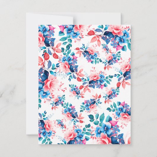 Chique Waterverf Floral 50e Verjaardagsprogramma Kaart (Achterkant)