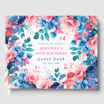 Chique Waterverf Floral 90th Birthday Gastenboek<br><div class="desc">Vier in stijl met ons heldere en gedurfde gastenboek voor het 90ste verjaardagsfeestje,  met ons prachtige waterverf bloemontwerp in blauw en roze. Bestel nu en maak van je negentigste verjaardag een onvergetelijke!</div>