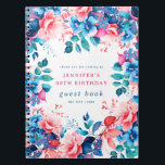 Chique Waterverf Floral 90th Birthday Gastenboek Notitieboek<br><div class="desc">Vier in stijl met ons heldere en gedurfde gastenboek voor het 90ste verjaardagsfeestje,  met ons prachtige waterverf bloemontwerp in blauw en roze. Bestel nu en maak van je zestigste verjaardag een onvergetelijke!</div>
