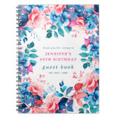 Chique Waterverf Floral 90th Birthday Gastenboek Notitieboek (Voorkant)