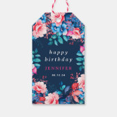 Chique Waterverf Floral Any Age Happy Birthday Nav Cadeaulabel (Achterkant)