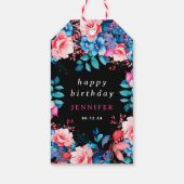 Chique Waterverf Floral Any Age Happy Birthday Zwa Cadeaulabel (Achterkant)