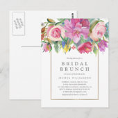 Chique Waterverf Floral Bridal Brunch Briefkaart (Voorkant / Achterkant)