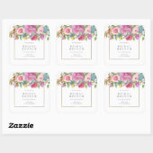 Chique Waterverf Floral Bridal Brunch Vierkante Sticker (Vel)
