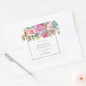 Chique Waterverf Floral Bridal Brunch Vierkante Sticker (Envelop)