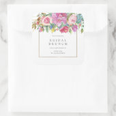 Chique Waterverf Floral Bridal Brunch Vierkante Sticker (Tas)