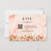 Chique Waterverf Floral QR Code RSVP Kaartje (Voorkant)