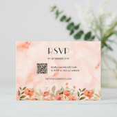 Chique Waterverf Floral QR Code RSVP Kaartje (Staand voorkant)