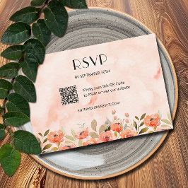 Chique Waterverf Floral QR Code RSVP Kaartje