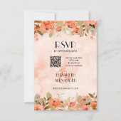 Chique Waterverf Floral QR Code RSVP Kaartje (Voorkant)