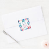 Chique Waterverf Floral Verjaardag Dank u Vierkante Sticker (Envelop)