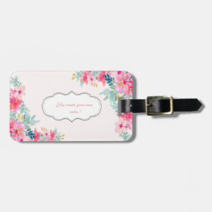 Chique Waterverf Flowers, Motivatie bericht Bagagelabel