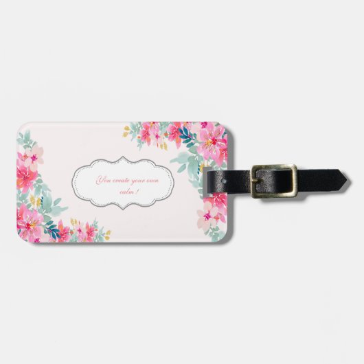 Chique Waterverf Flowers, Motivatie bericht Bagagelabel (Voorkant horizontaal)