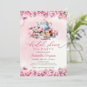 Chique waterverf fuchsia pioenrozen bloementheefee kaart (Staand voorkant)