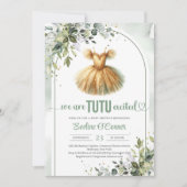 Chique waterverf gouden tutu jurk eucalyptus meisj kaart (Voorkant)