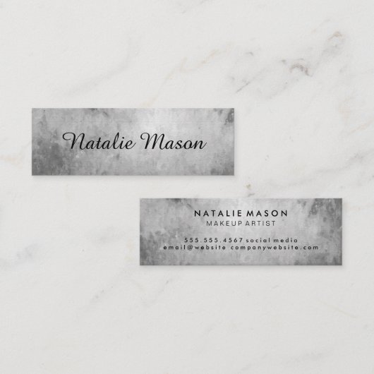 Chique Waterverf Grijs met Monogram Mini Visitekaartje (Voorkant / Achterkant)