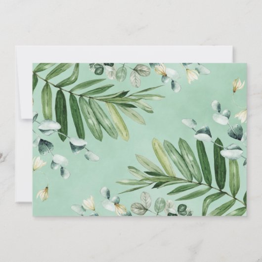 Chique Waterverf groen botanische bos bruiloft Kaart (Achterkant)