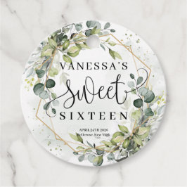 Chique waterverf groen en goud lijst zoet 16e bedankjes labels