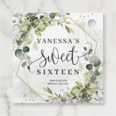 Chique waterverf groen en goud lijst zoet 16e bedankjes labels (Achterkant)