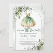 Chique waterverf groen en gouden tutu jurk meisje kaart (Voorkant)