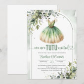 Chique waterverf groen en gouden tutu jurk meisje kaart (Voorkant / Achterkant)