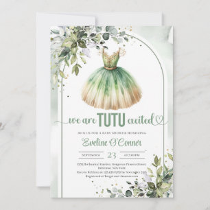 Chique waterverf groen en gouden tutu jurk meisje kaart