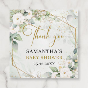 Chique waterverf groen en wit Baby shower Bedankjes Labels