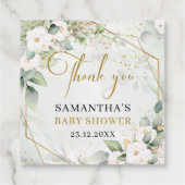 Chique waterverf groen en wit Baby shower Bedankjes Labels (Achterkant)