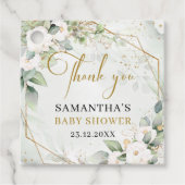 Chique waterverf groen en wit Baby shower Bedankjes Labels (Voorkant)
