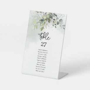 Chique waterverf groen eucalyptus gouden bruiloft reclamebord met voetstuk