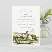 Chique Waterverf Groene Wijngaard Bruiloft Kaart (Staand voorkant)