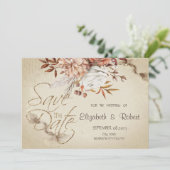 Chique Waterverf Herfst Bloemen Bewaar De Datum Save The Date (Staand voorkant)