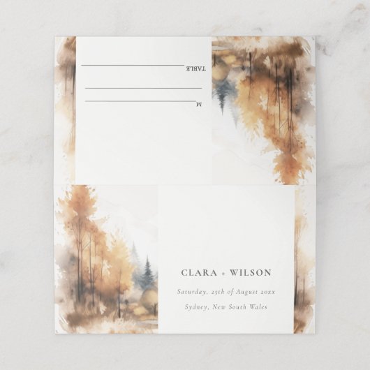 Chique Waterverf Herfst herfstlandschap bruiloft Plaatskaartje (Buitenkant ongevouwen)