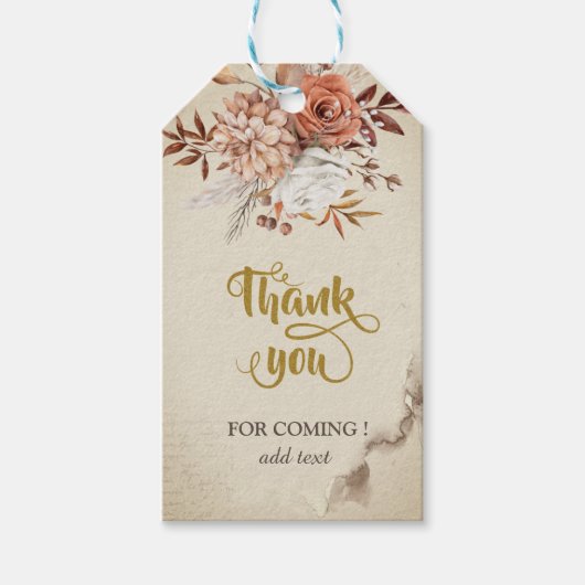 Chique waterverf herfstbloemen cadeaulabel (Voorkant)