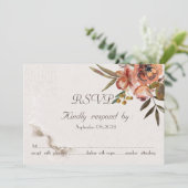 Chique waterverf herfstbloemen RSVP Kaart (Staand voorkant)