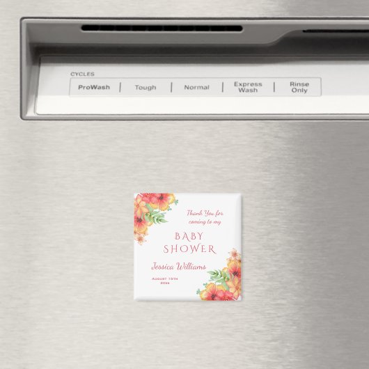 Chique Waterverf Hoek Bloemen Baby shower Magneet (Insitu (Vaatwasser))