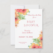 Chique Waterverf Hoek Bloemen baby shower Save The Date (Voorkant)