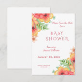 Chique Waterverf Hoek Bloemen baby shower Save The Date (Voorkant / Achterkant)