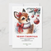 Chique waterverf kerstkaart met rustig hertje in b (Voorkant)