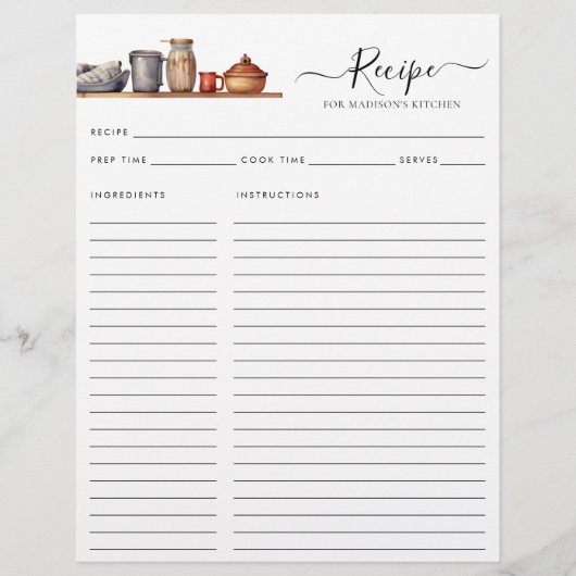 Chique Waterverf Keukenplank Potten Gebruiksmiddel (Voorkant)